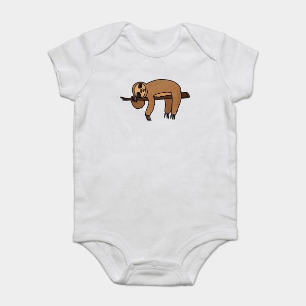 Cute Sloth Haning Lazy Funny Animal Baby Bodysuit by logiamerch